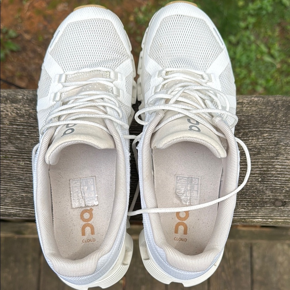 On Running White Sneakers with Cushioned Midsole and Mesh Upper
